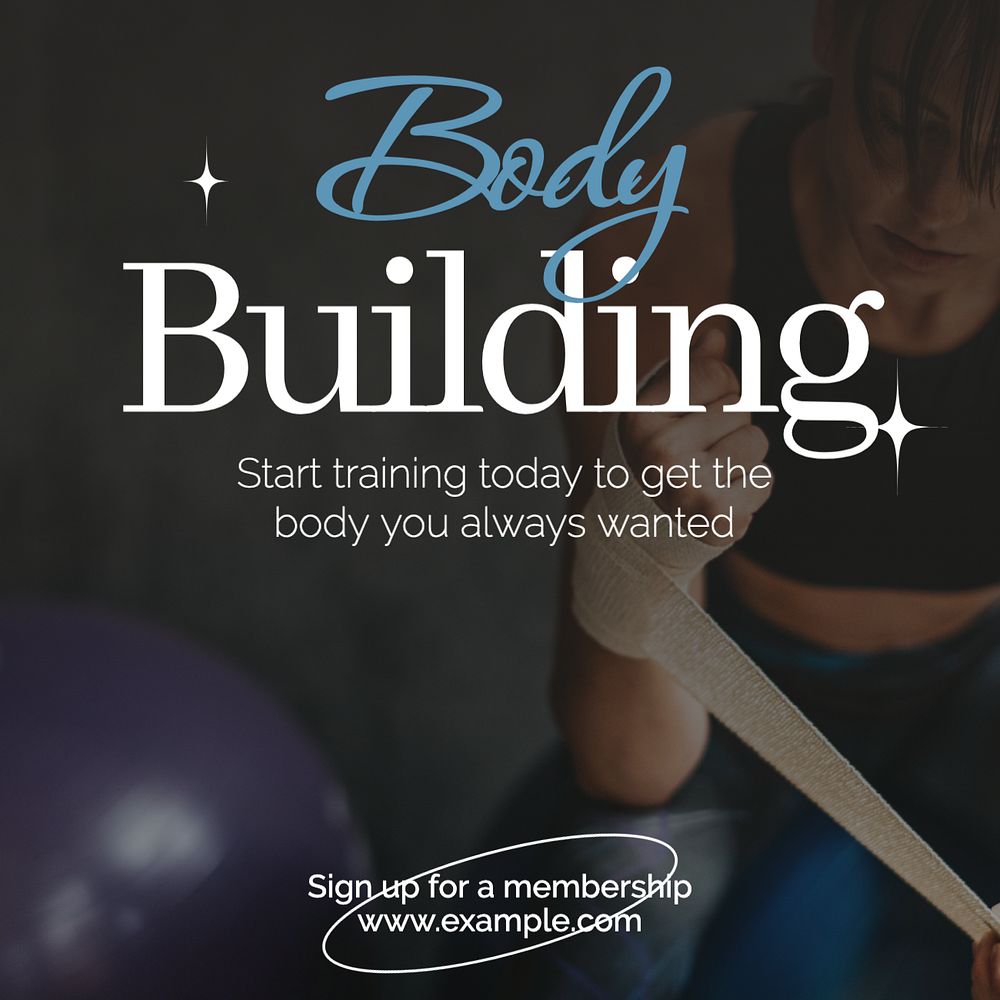 Body building Instagram post template, editable text