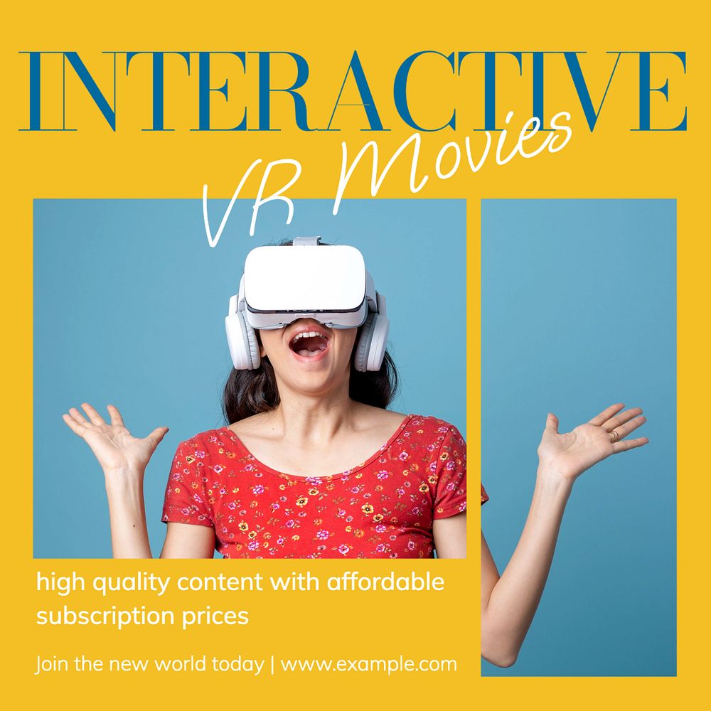 VR movies Instagram post template, editable text