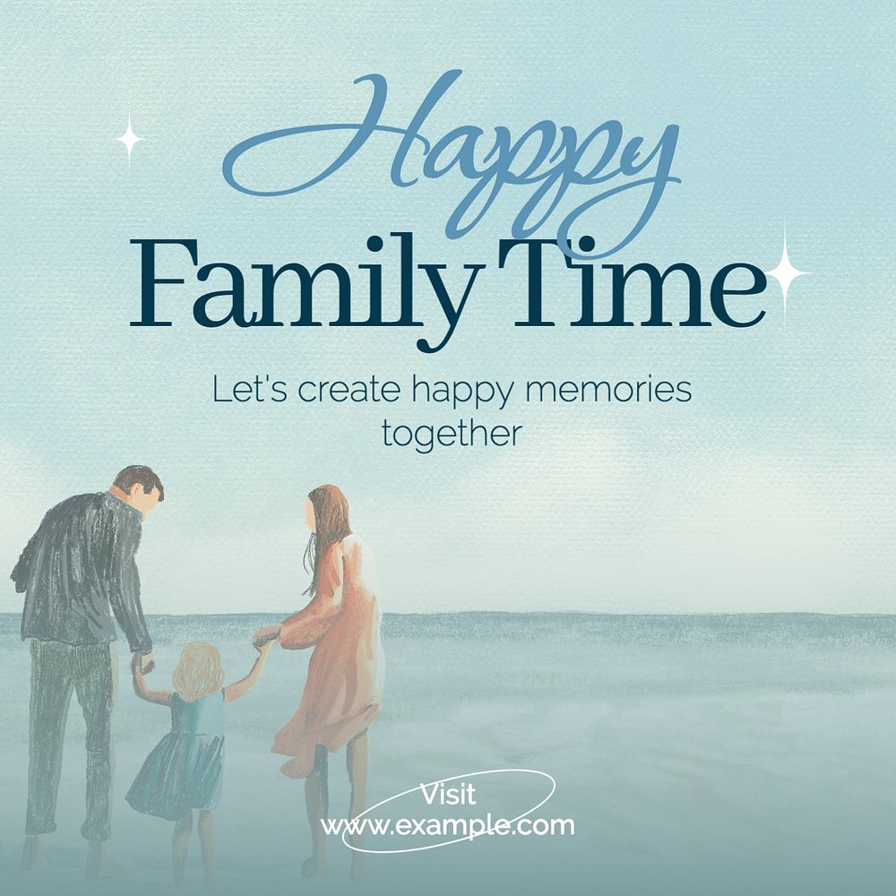 Happy family time Instagram post template, editable text