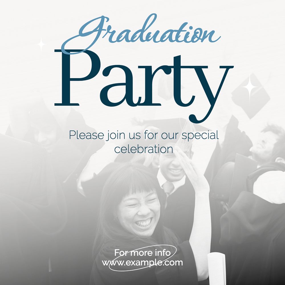 Graduation party Instagram post template, editable text