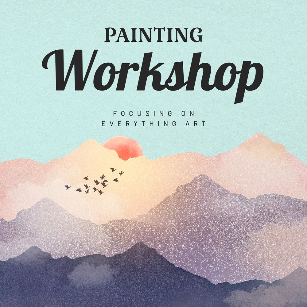 Painting workshop Instagram post template, editable text