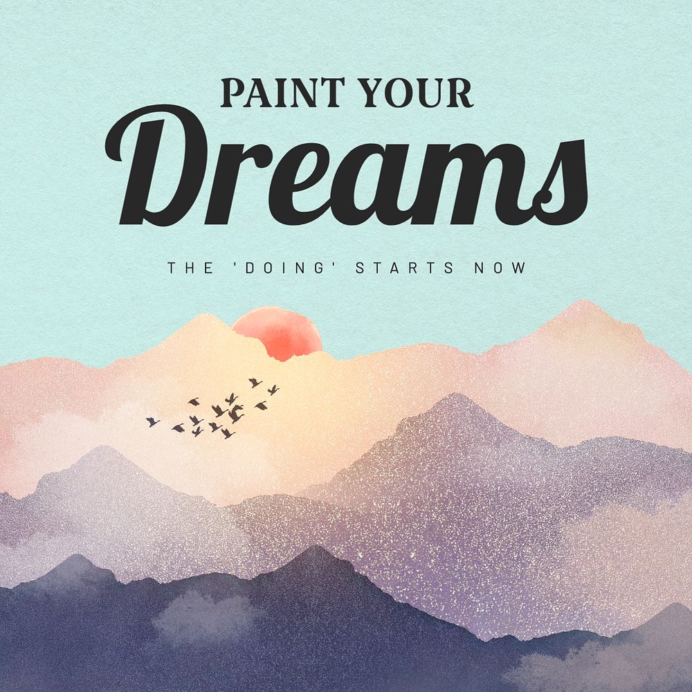 Paint your dreams Instagram post template, editable text