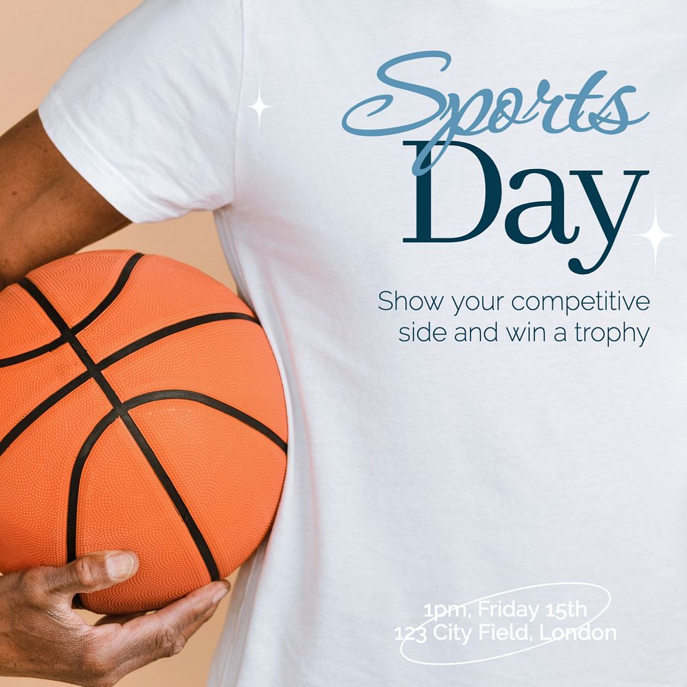 Sports day Instagram post template, editable text