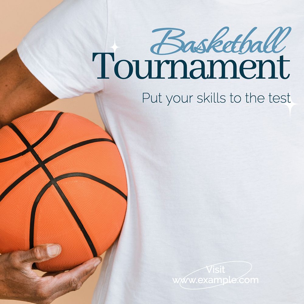 Basketball tournament Instagram post template, editable text