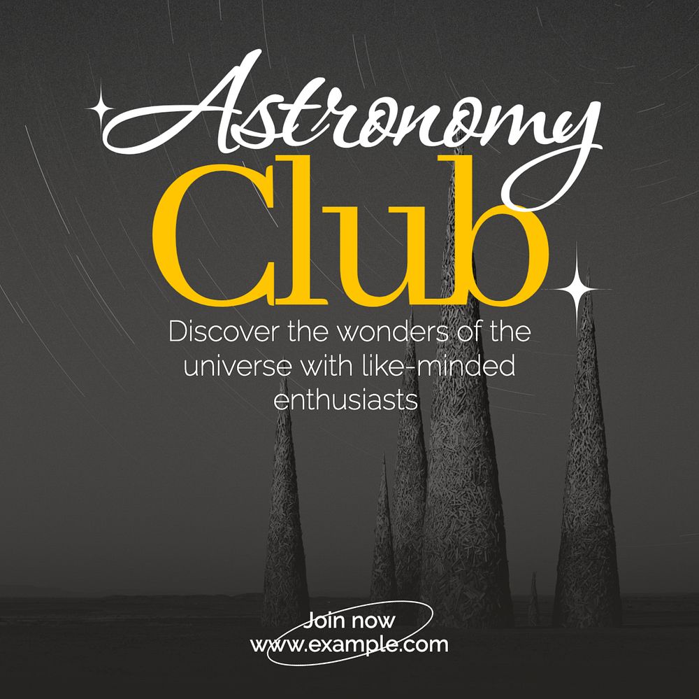 Astronomy club Instagram post template, editable text