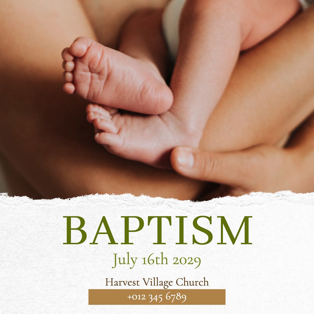 Baptism Instagram post template, editable text