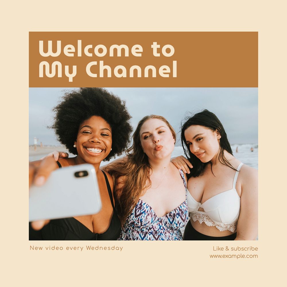 Welcome to my channel Instagram post template, editable text