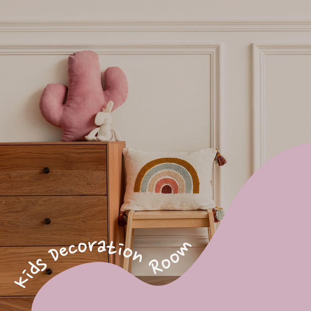 Kids room decoration Instagram post template, editable text