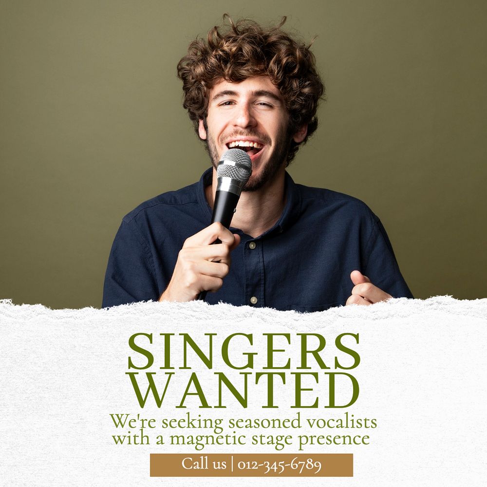 Singers wanted Instagram post template, editable text