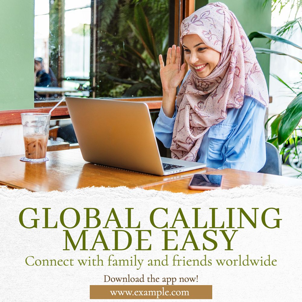 Global calling Instagram post template, editable text