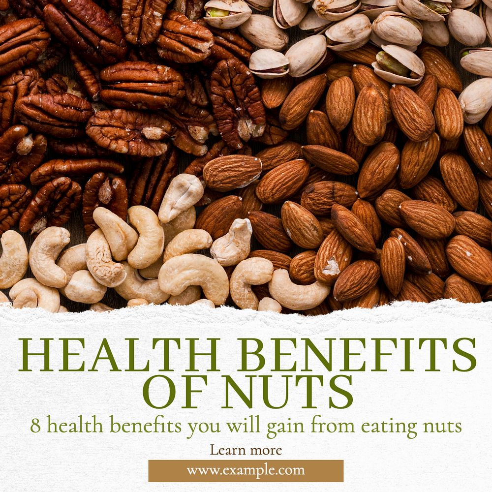 Nut health benefits Instagram post template, editable text