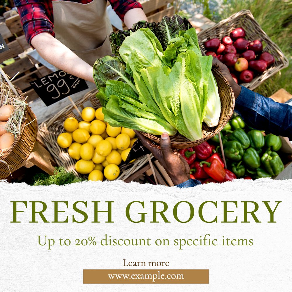 Fresh Grocery Instagram post template, editable text