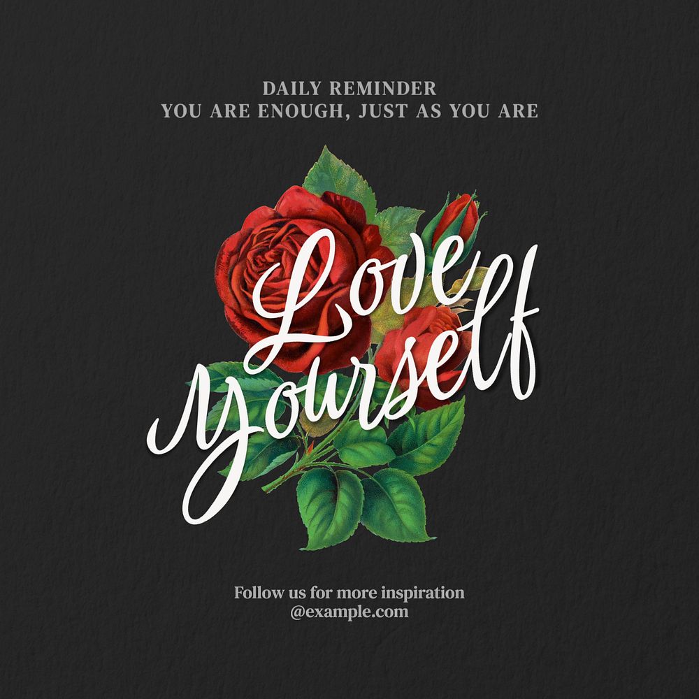 Love yourself Instagram post template, editable text