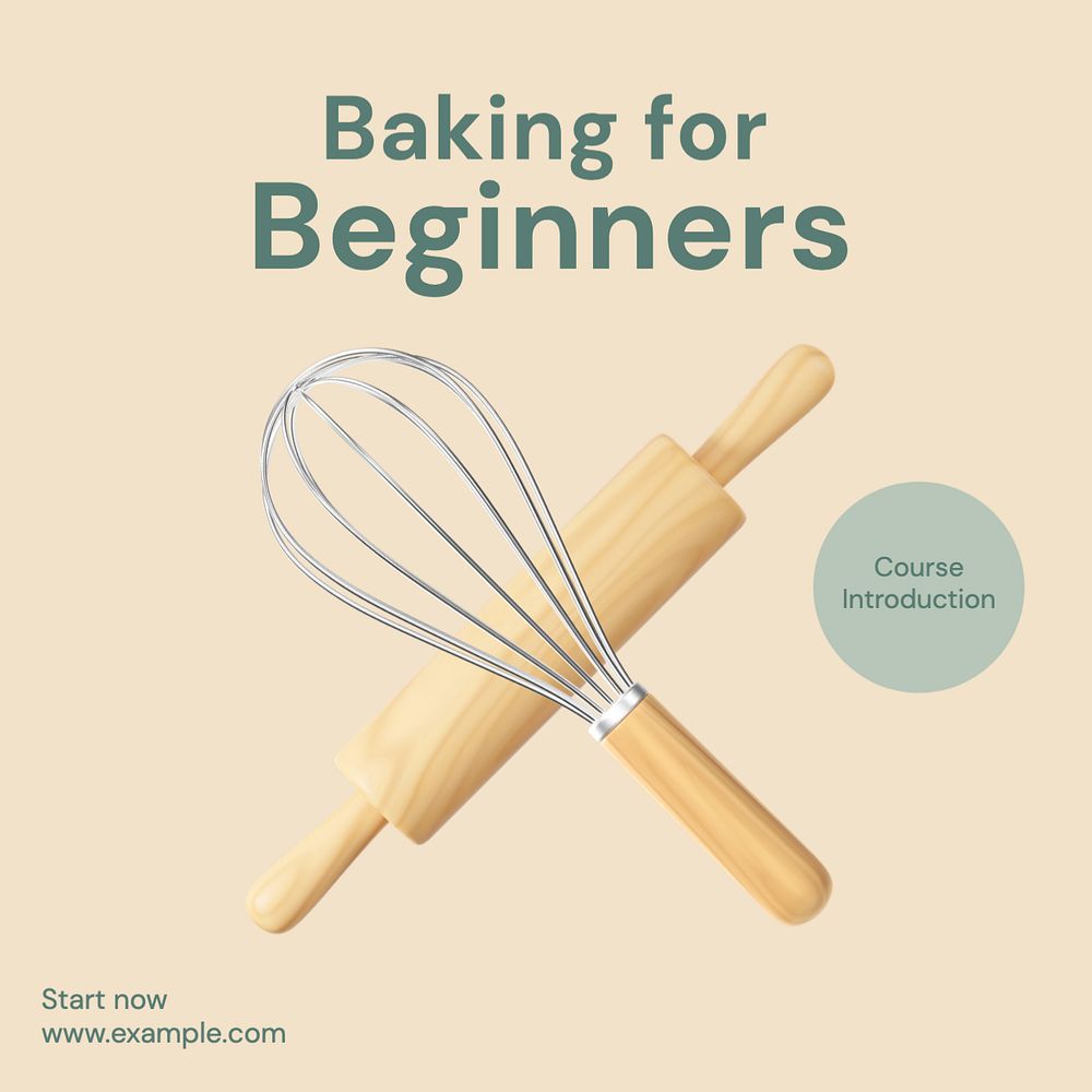 Baking for beginners Instagram post template, editable text