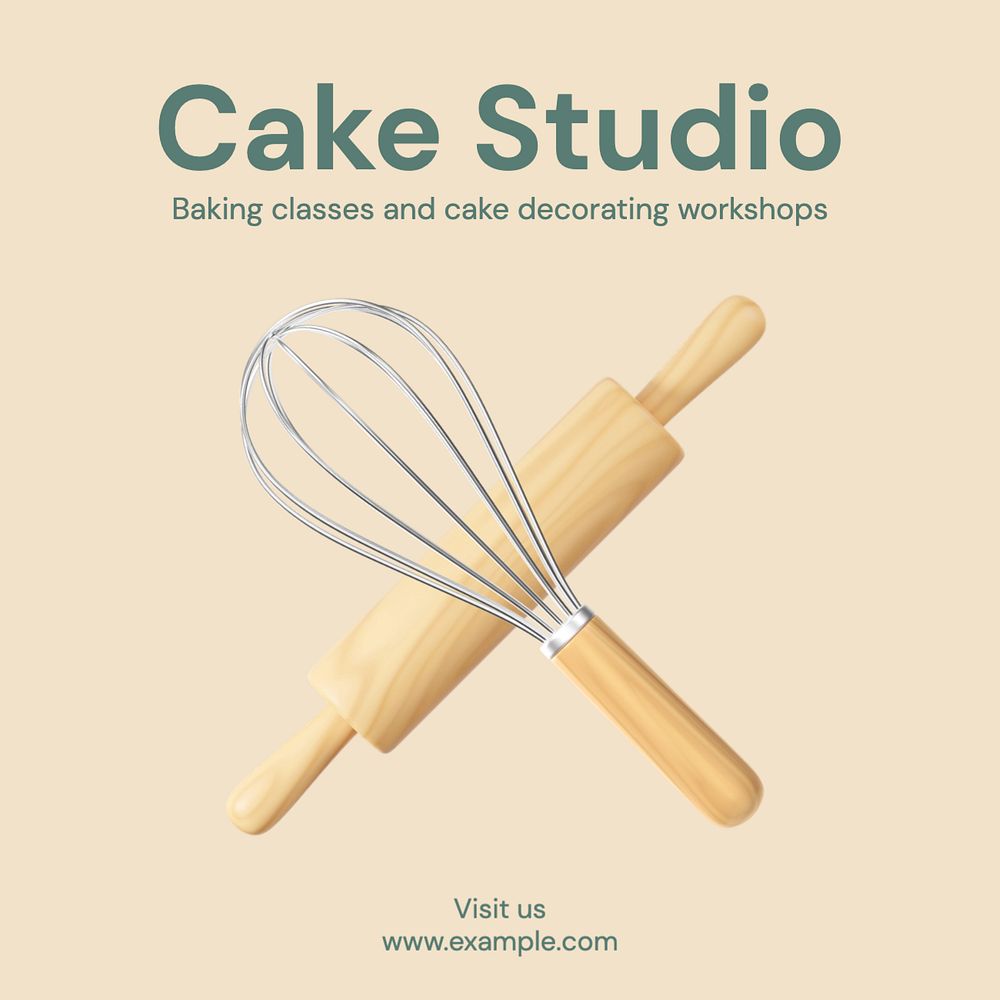 Cake studio Instagram post template, editable text