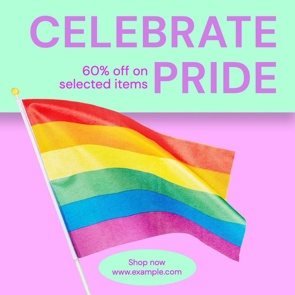 Pride month sale Instagram post template, editable text