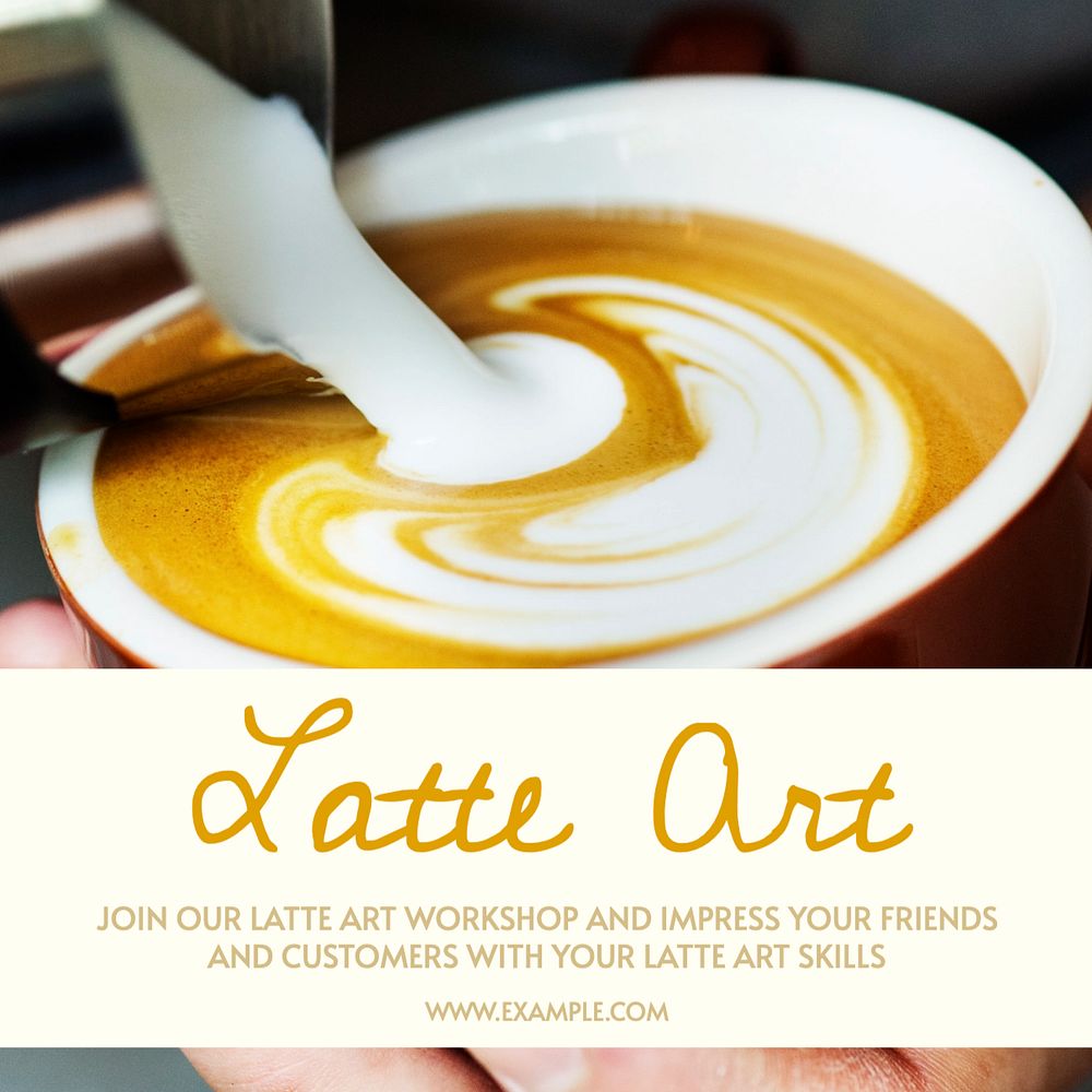 Latte art Instagram post template, editable text