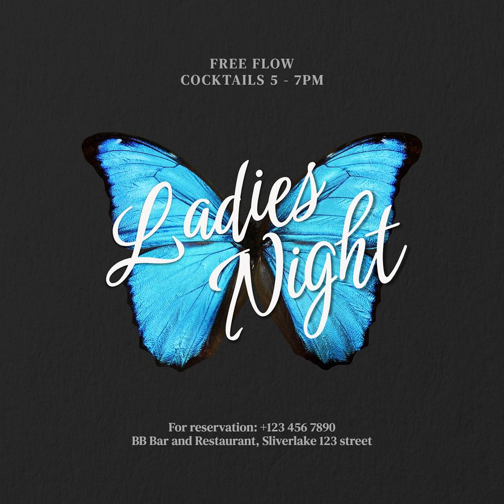 Ladies night Instagram post template, editable text