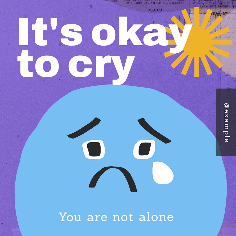 Sadness quote Instagram post template, editable text