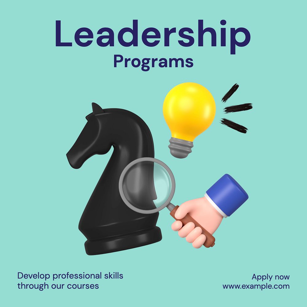 Leadership programs Instagram post template, editable text