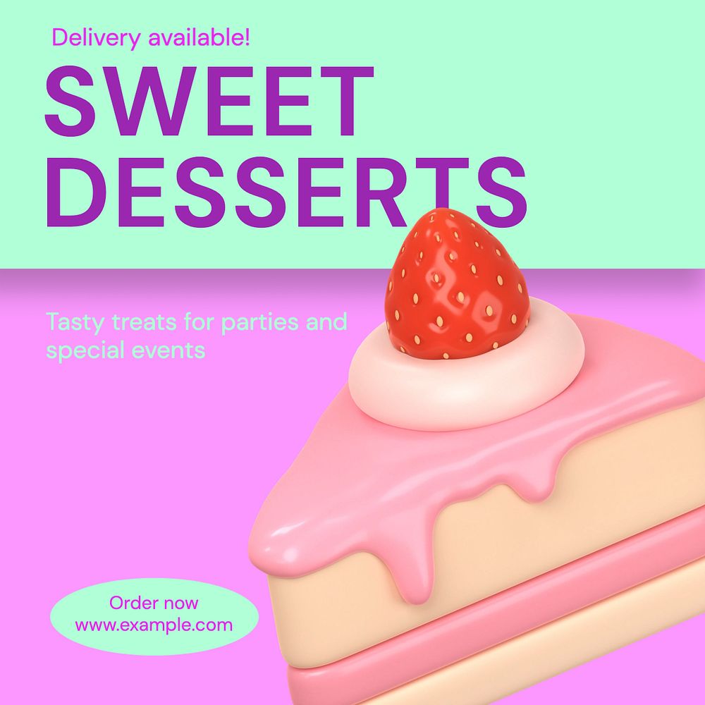 Sweet desserts Instagram post template, editable text