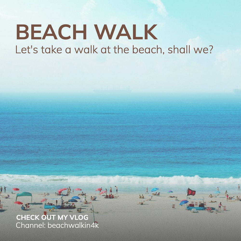 Beach Walk Instagram post template, editable text