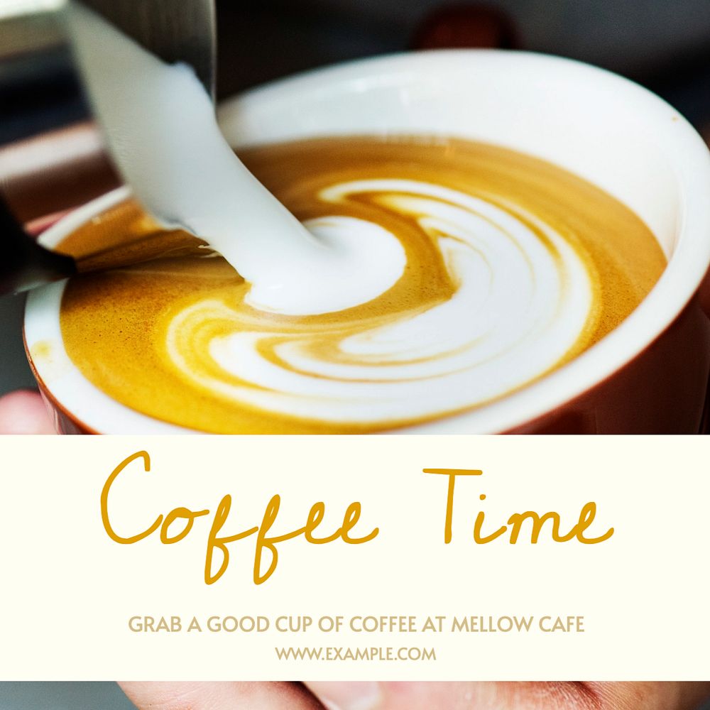 Coffee time Instagram post template, editable text