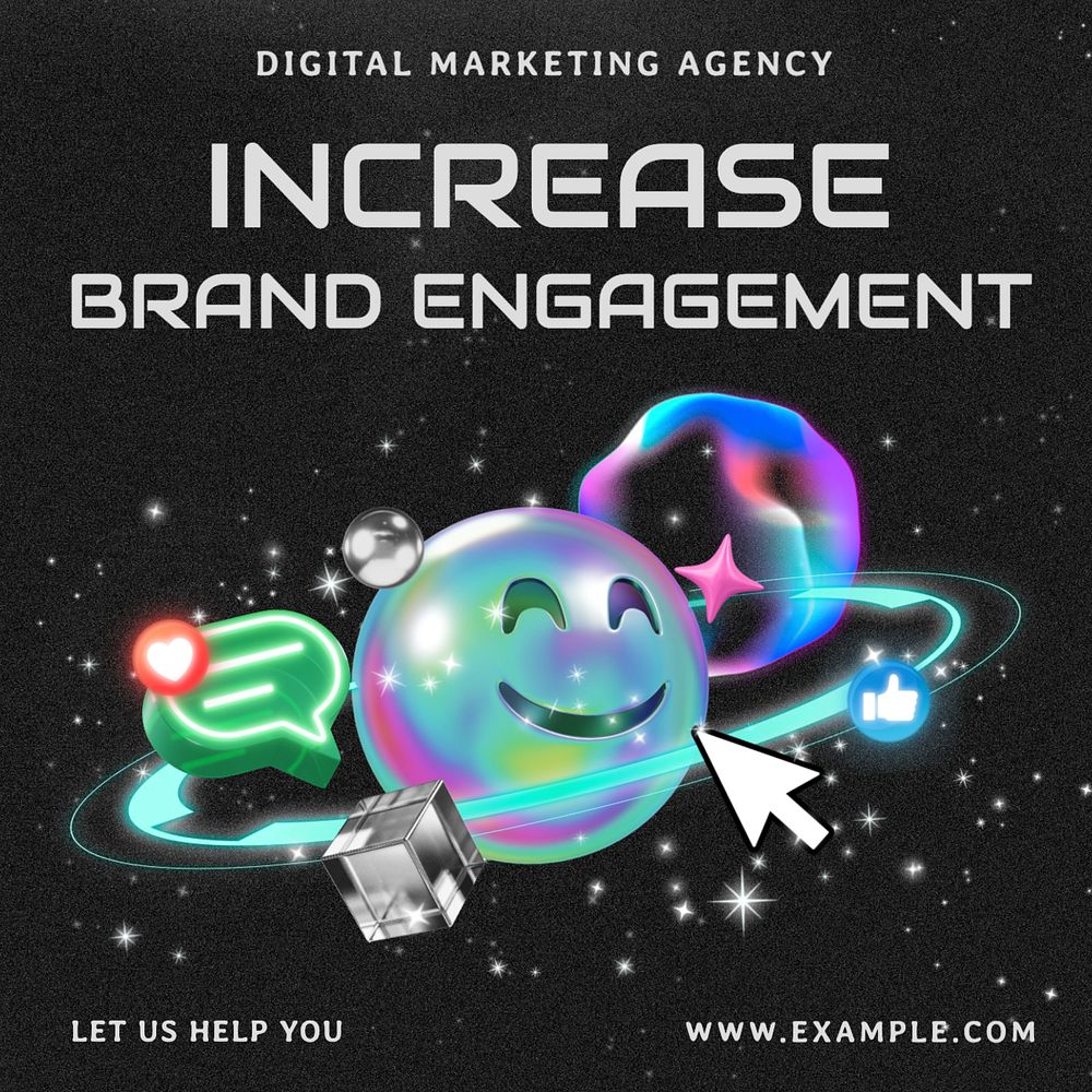 Brand engagement Instagram post template, editable text