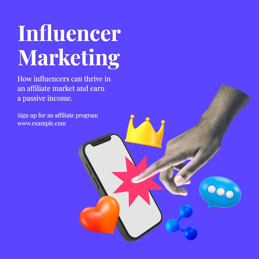 Influencer marketing Instagram post template, editable text