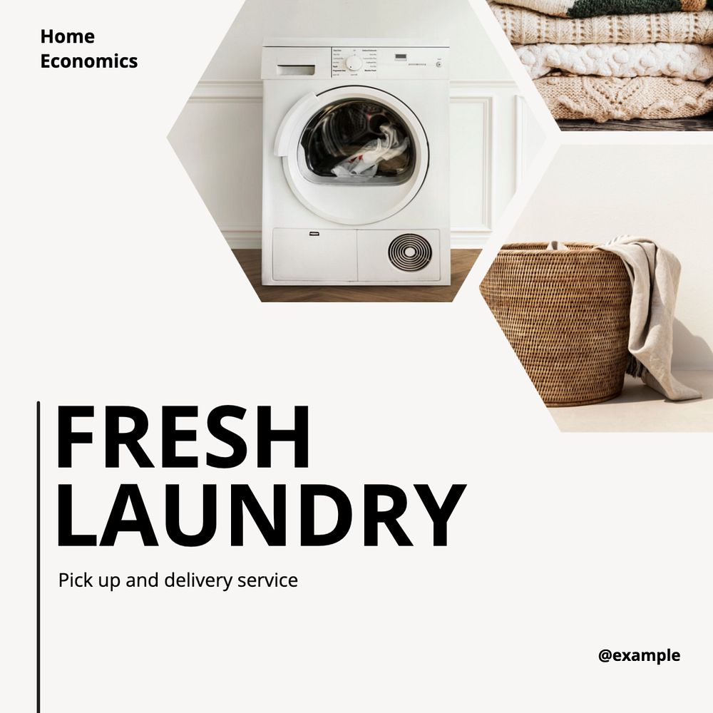 Laundry service Instagram post template, editable text