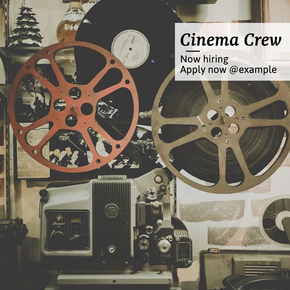 Cinema crew Instagram post template, editable text