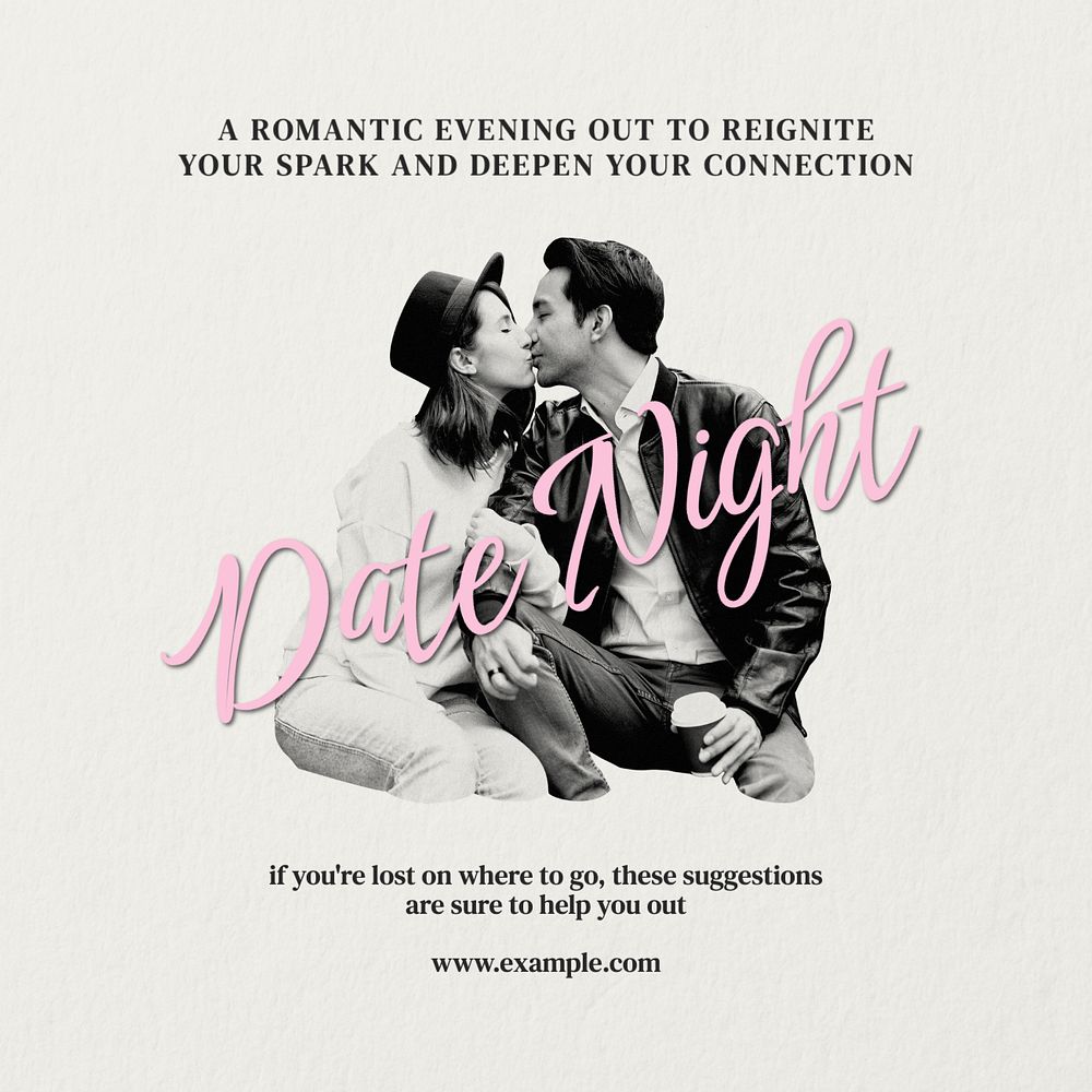 Date night Instagram post template, editable text