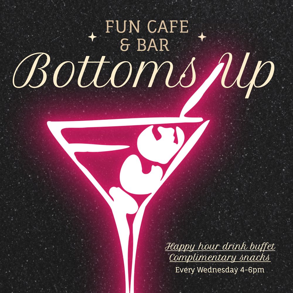 Bottoms Up Instagram post template, editable text