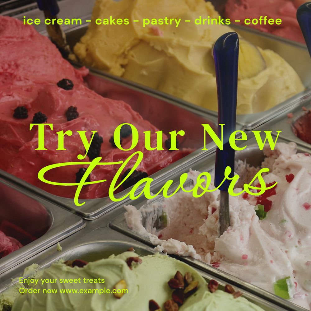 New flavors  Instagram post template, editable text