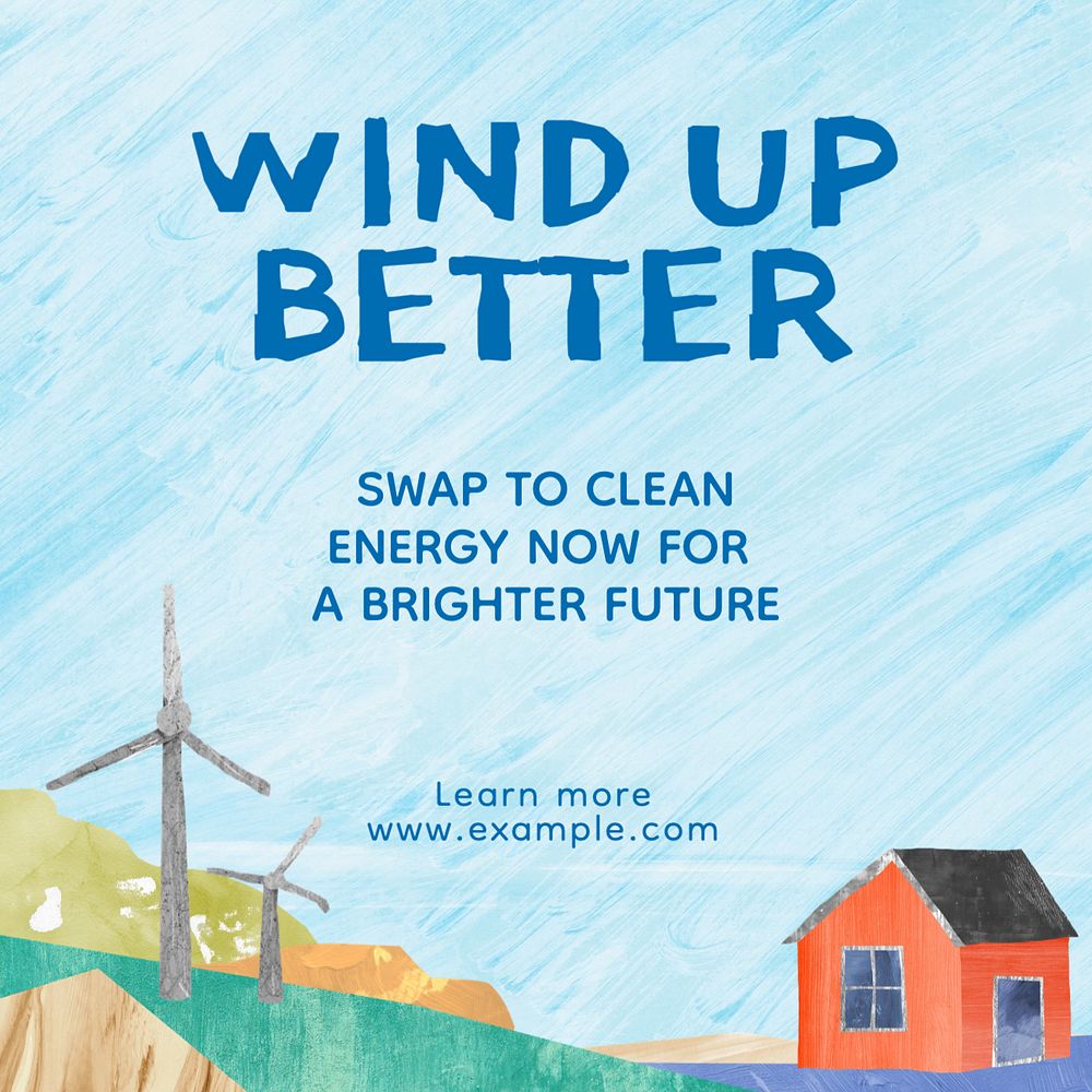 Wind power Instagram post template, editable text