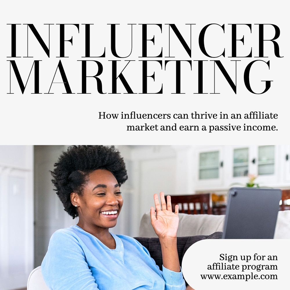 Influencer marketing Instagram post template, editable text