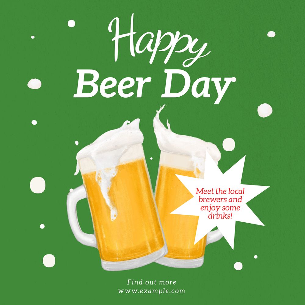 Happy beer day  Instagram post template, editable text