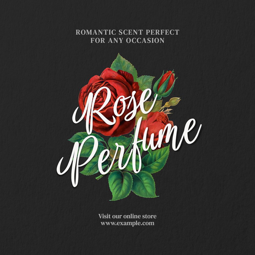 Rose perfume Instagram post template, editable text