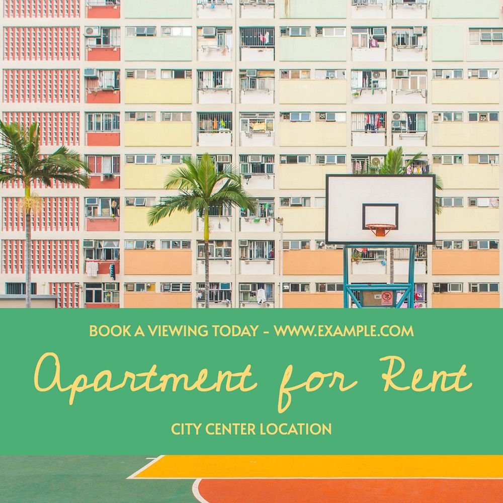 Apartment for rent Instagram post template, editable text