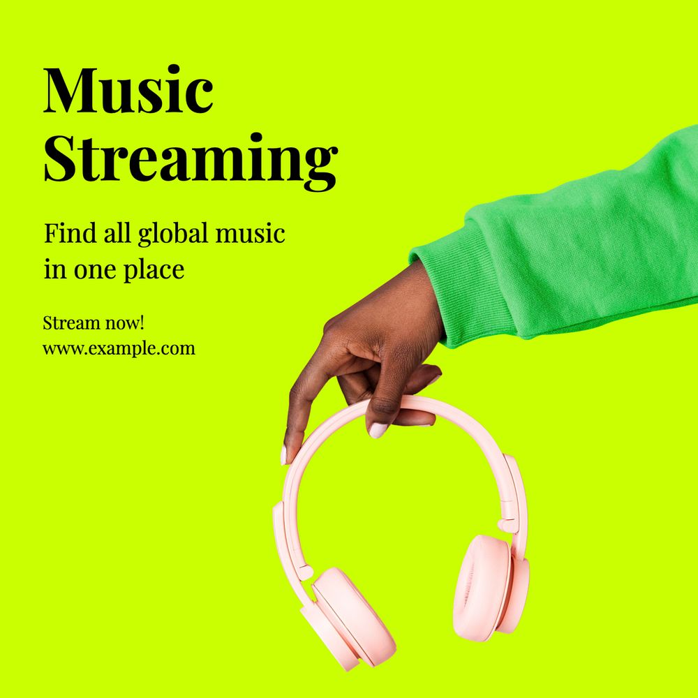 Music streaming Instagram post template, editable text