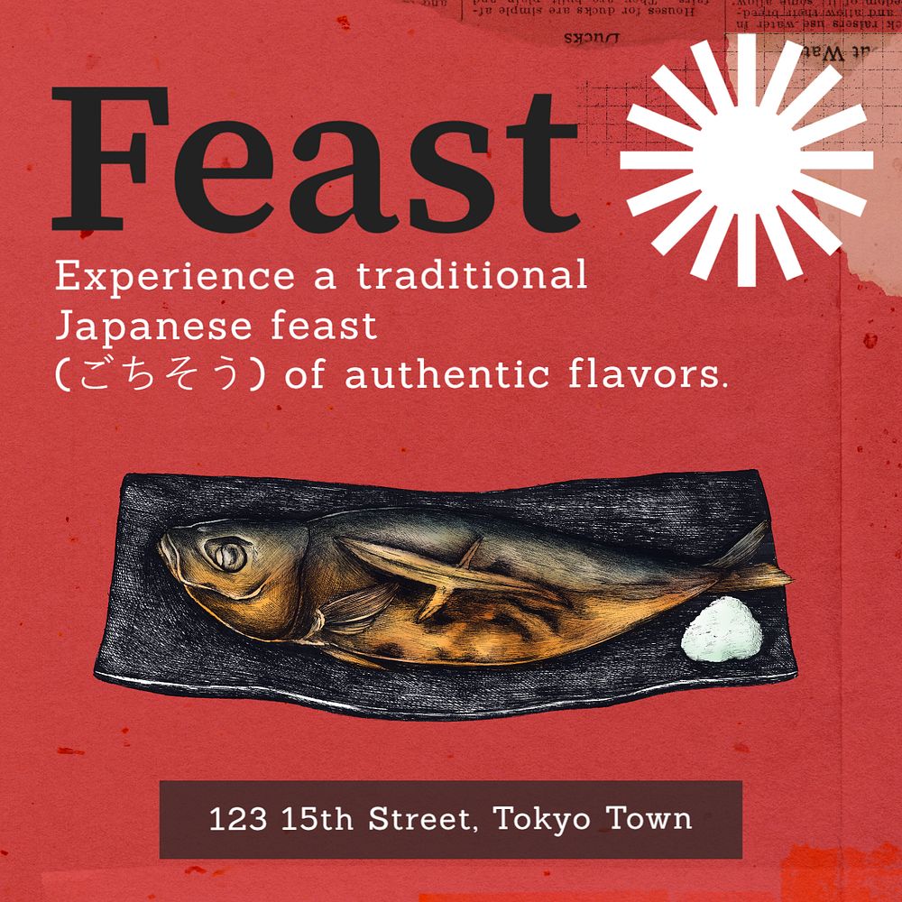 Restaurant feast ad Instagram post template, editable text