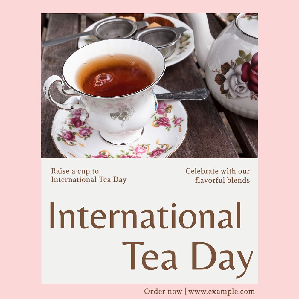 Inernational tea day Instagram post template, editable text