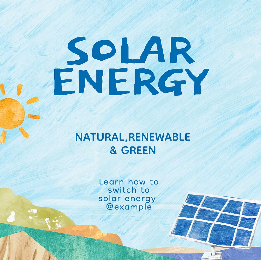 Solar energy Instagram post template, editable text