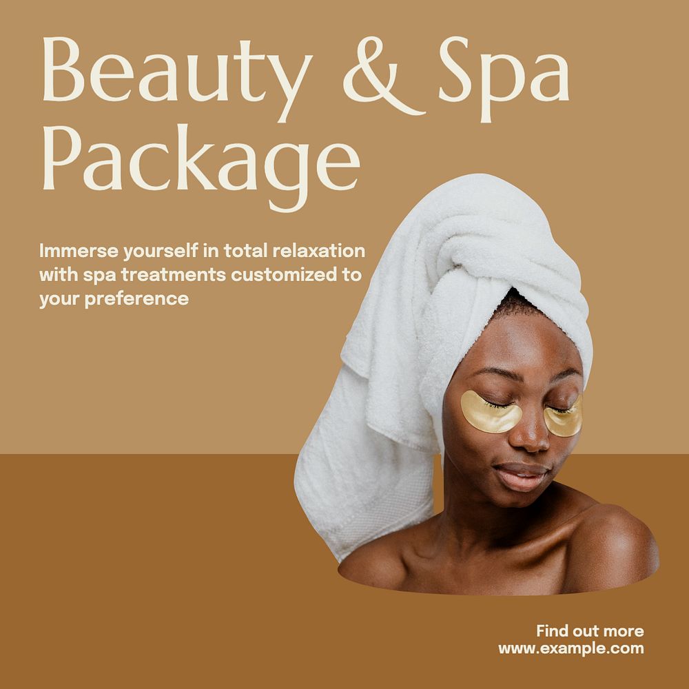 Beauty spa package Instagram post template, editable text