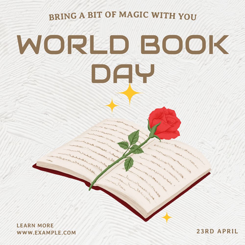 World book day Instagram post template, editable text