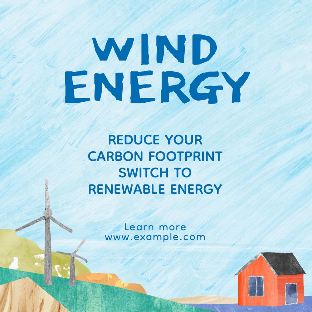 Wind energy Instagram post template, editable text