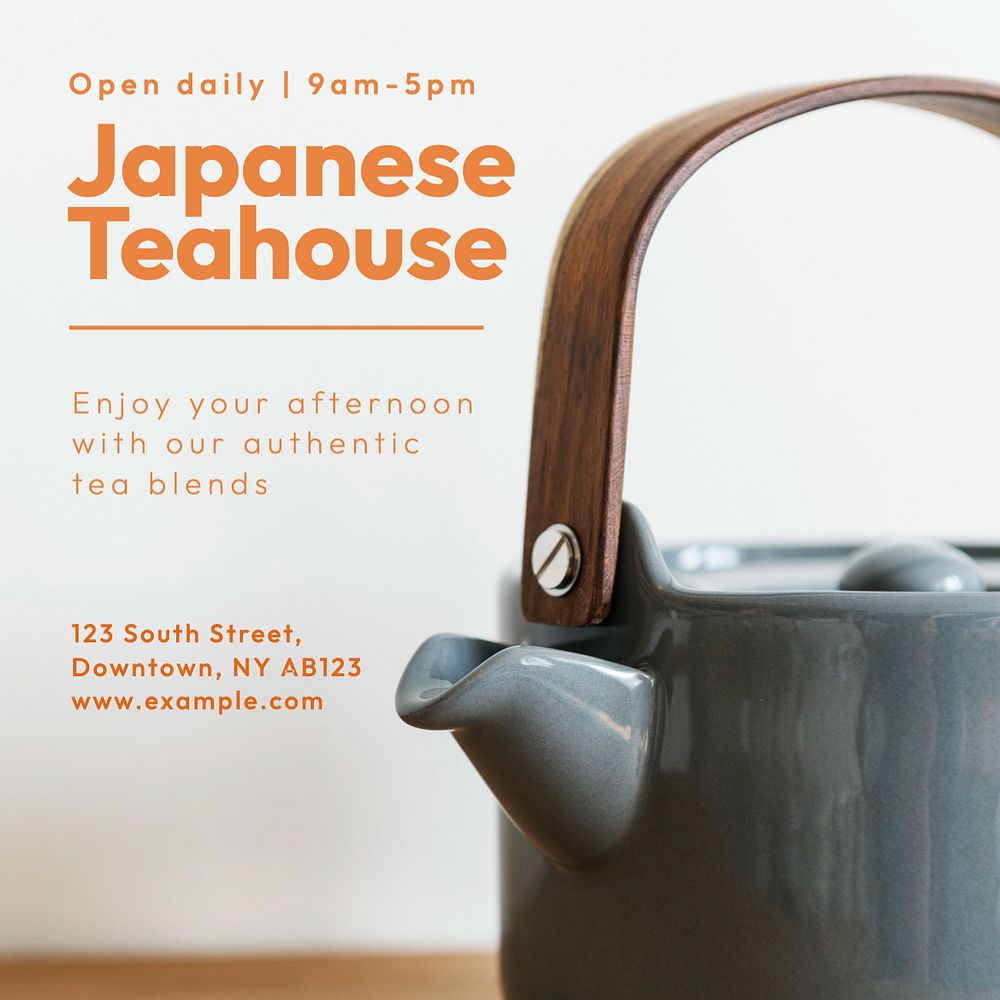 Japanese teahouse  Instagram post template, editable text