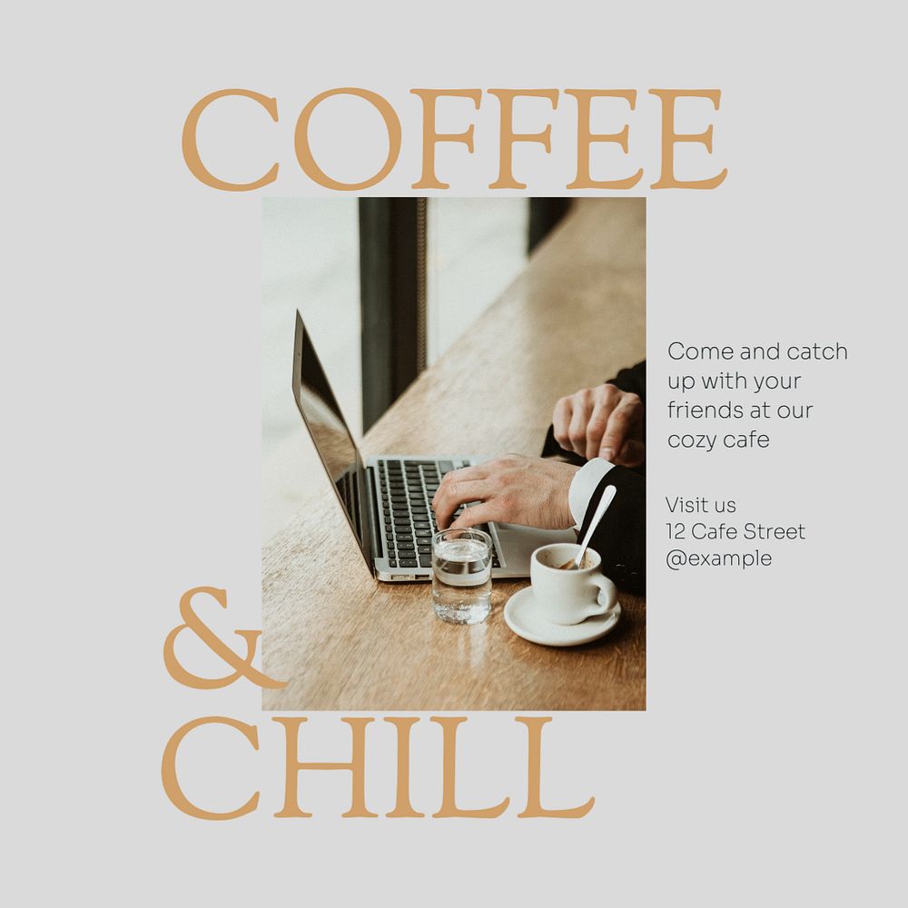 Coffee shop Instagram post template, editable text