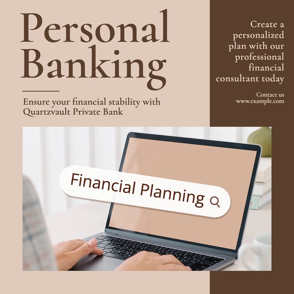 Personal banking Instagram post template, editable text