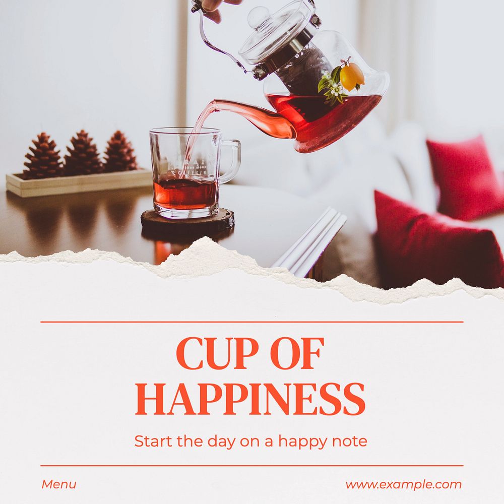 Cup of happiness Instagram post template, editable text